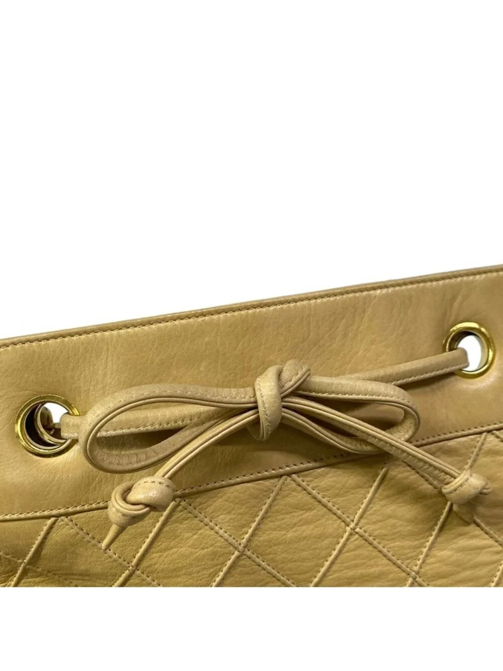 Chanel Shoulder Bag Bicolor Beige Gold Chain Lambskin